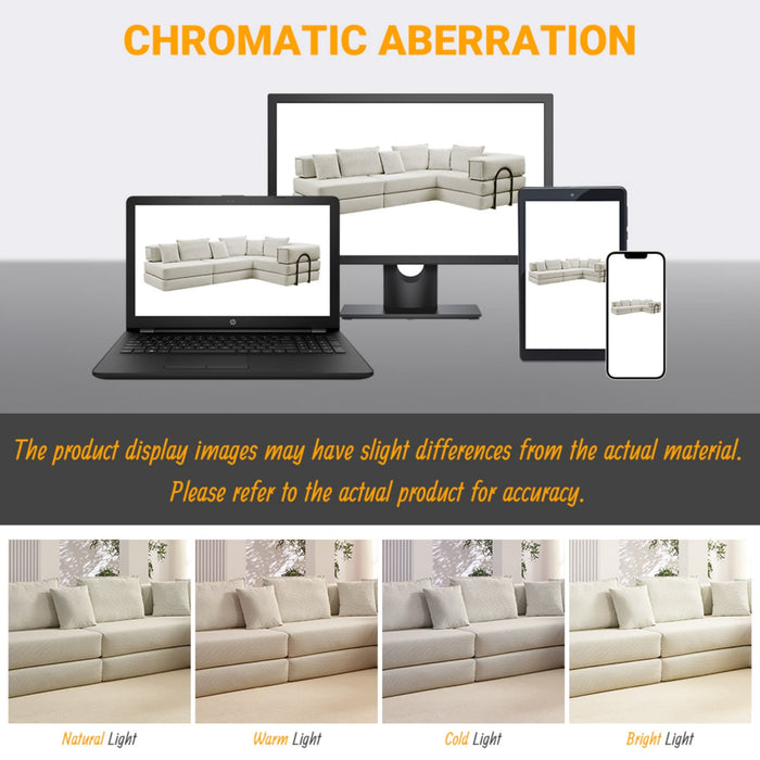 Modular L Shaped Floor Living Room Sofa Set With 6 Pillows