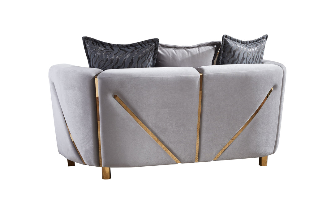 Chanelle Thick Velvet Upholstered 2 Piece Living Room Set Made With Wood In Gray
