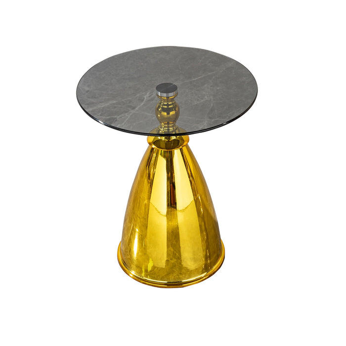 Modern Living Room Coffee Table With Tempered Glass Carbon Steel - Gold