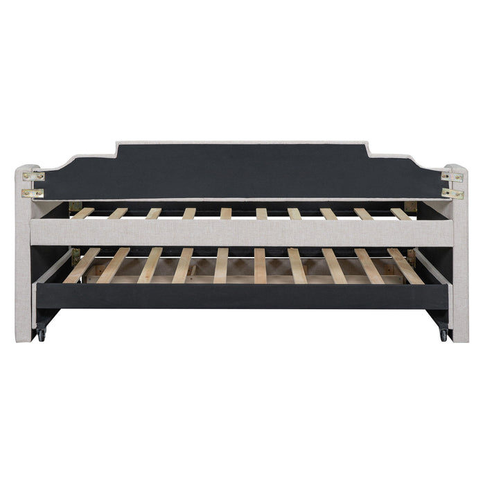 Upholstered Simple Design Daybed With Trundle And 3 Drawers