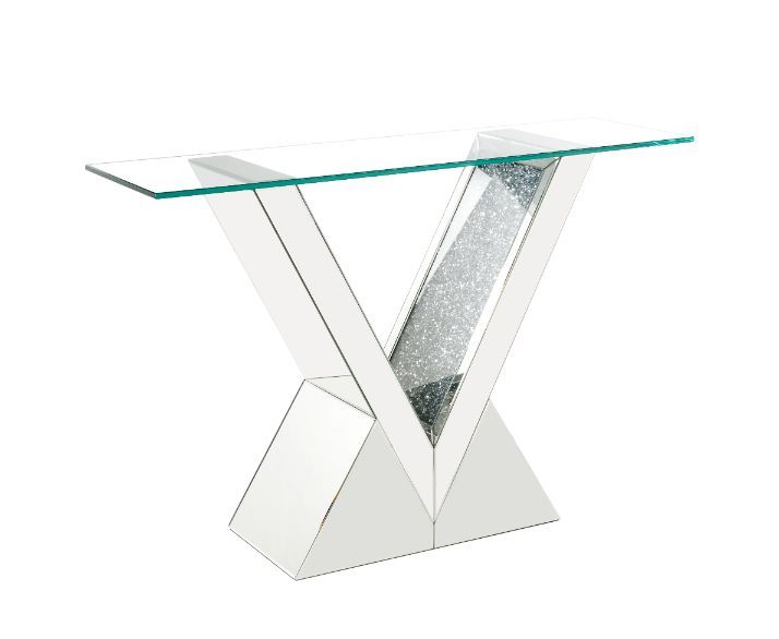 Noralie - Console Table - Clear Glass, Mirrored & Faux Diamonds