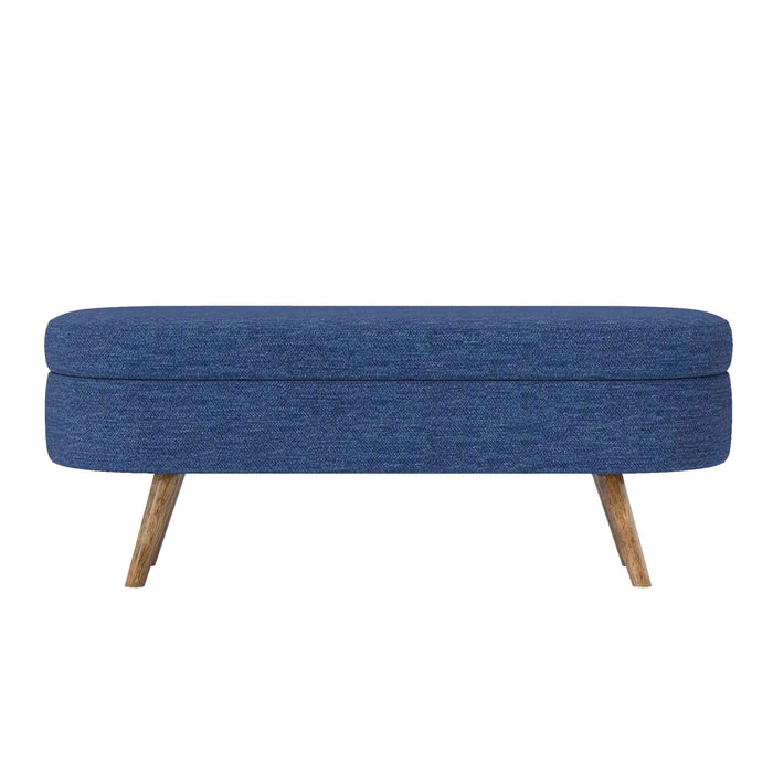 Ottoman Oval Storage Bench With Rubber Wood Legs