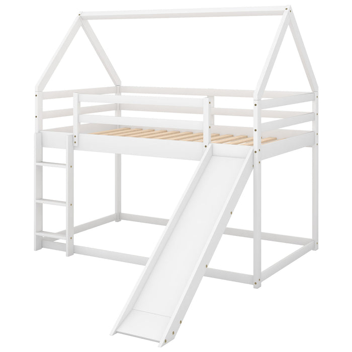 House Shape Bunk Bed With Slide And Ladder