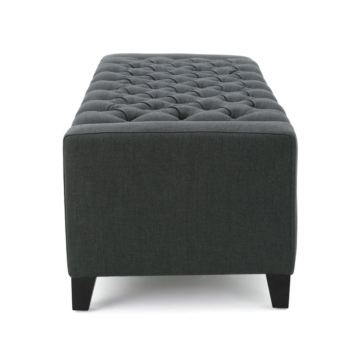 Contemporary Storage Ottoman With Tufted Top - Dark Gray