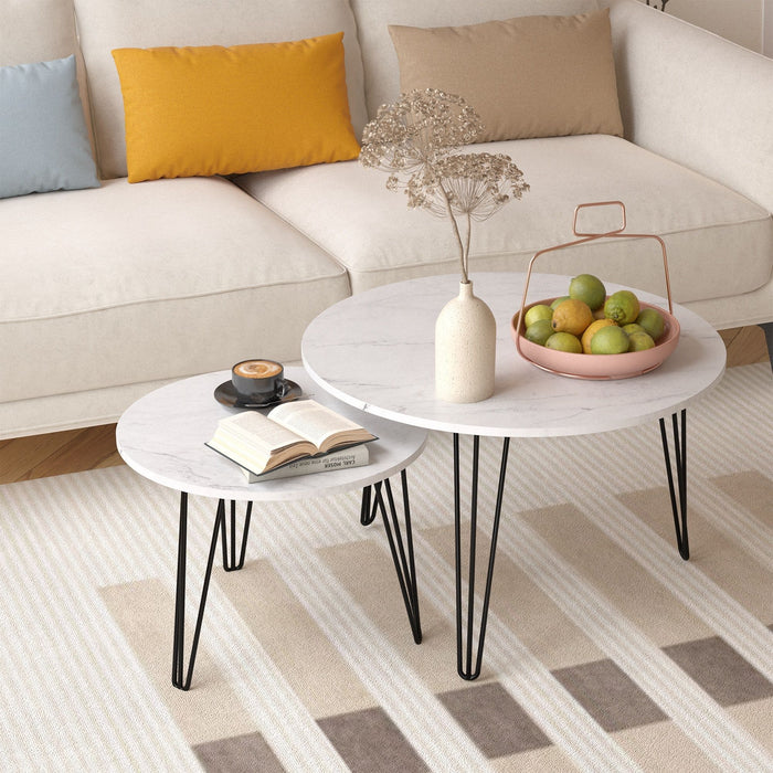 Round Nesting Coffee Table For Living Room (Set of 2)