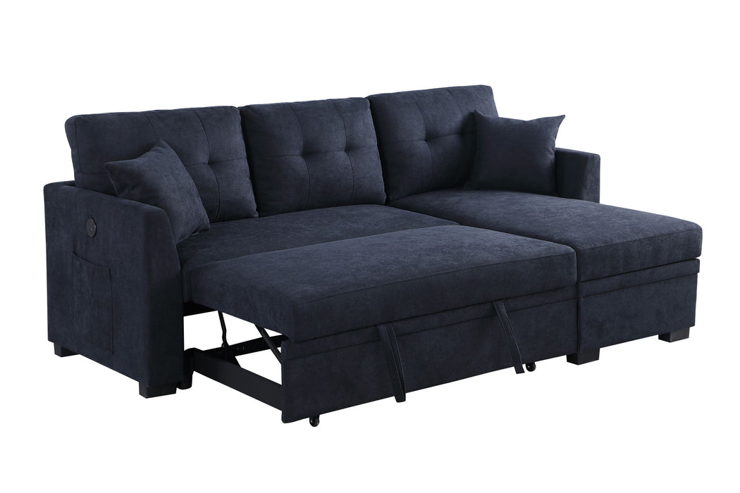 Sectional Sofa Bed L Shaped Sofa Couch Bed With USB Port, Reversible Chaise With Storage