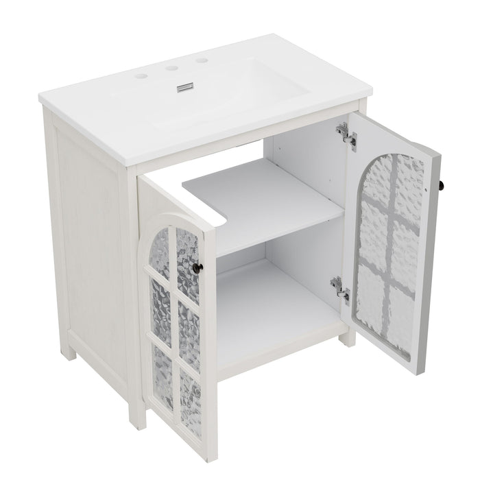 Vintage Farmhouse Bathroom Vanity With Ceramic Sink