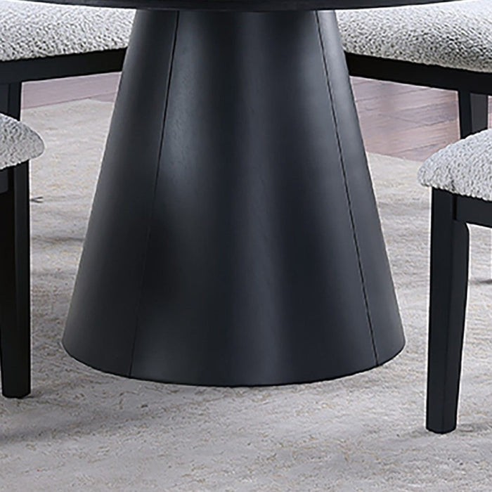 5 Piece Round Dining Set With Upholstered Chairs - Black / White