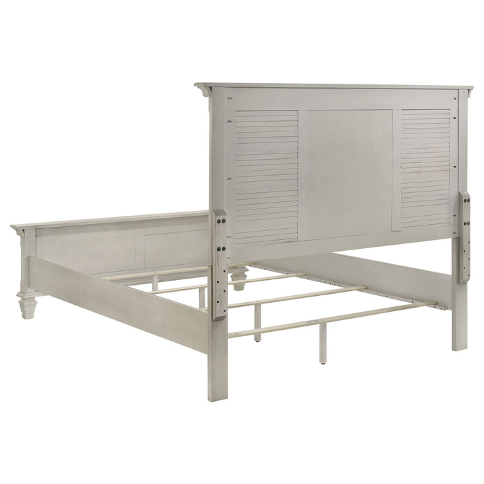 Franco Wood Queen Panel Bed Distressed White
