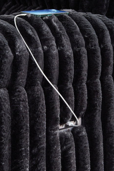 Rhine Falls - Reclining Power Sofa With Drop Down Table - Onyx