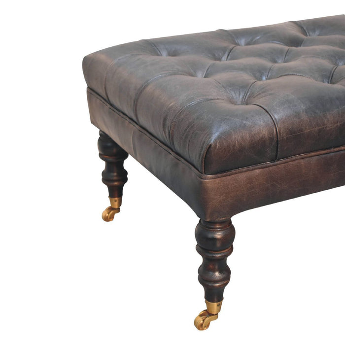 Buffalo - Leather Ottoman With Castor Legs