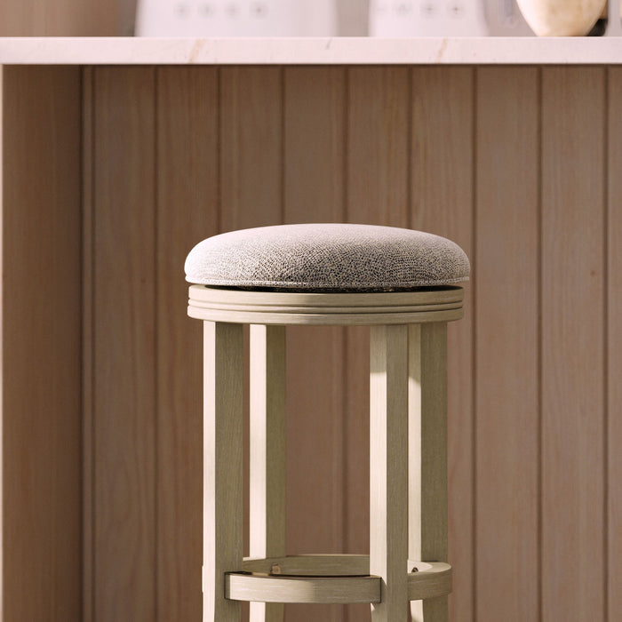 Backless Swivel Stool With Upholstered Seat