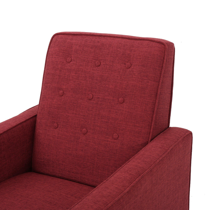 Mid-Century Modern Recliner With Button Tufted Waffle Stitch
