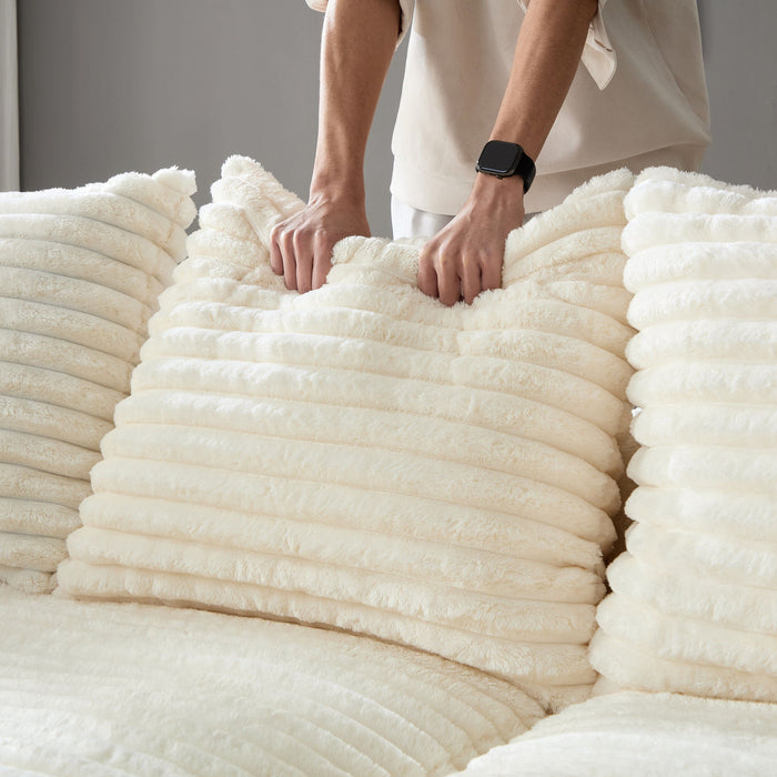 Plush Corduroy 4 Seat Sofa, Modern Comfy Upholstered Sofa Cloud Couch, Deep Seat Couches With Soft Pillows