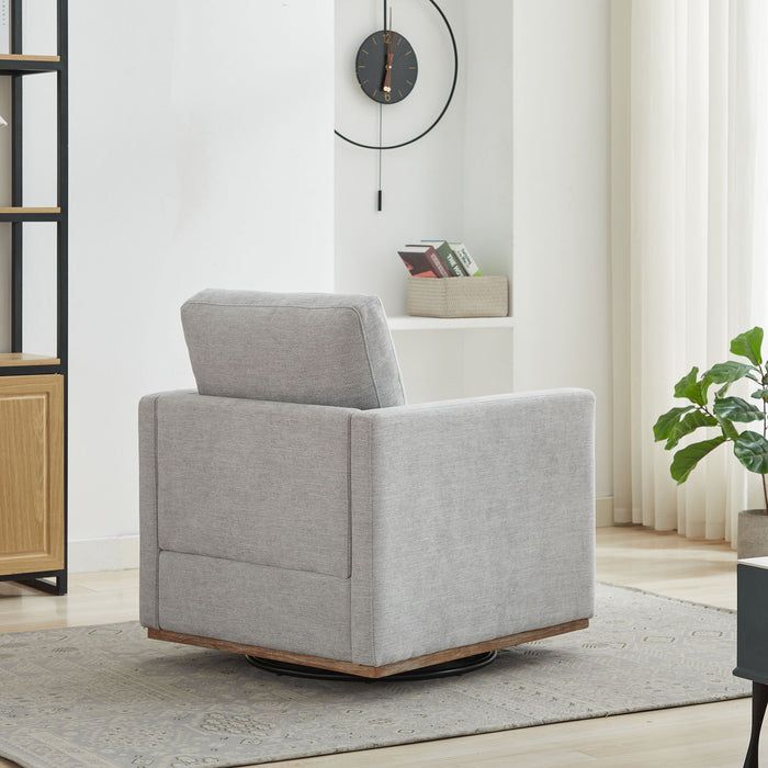 Modern Square Upholstered Swivel Accent Chair With Metal Base