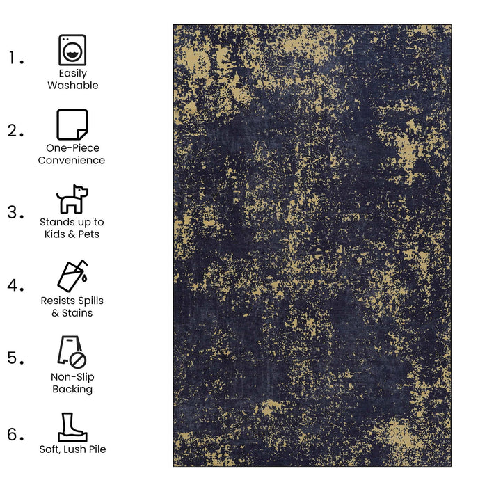 Maval - Abstract Washable Area Rug