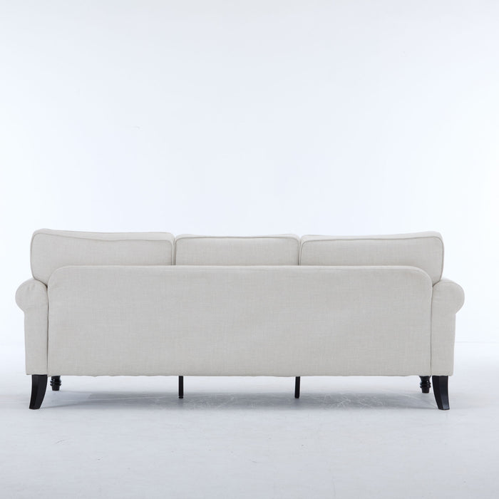 Rolled Arm Sofa With Nailhead Trim With Wooden Legs