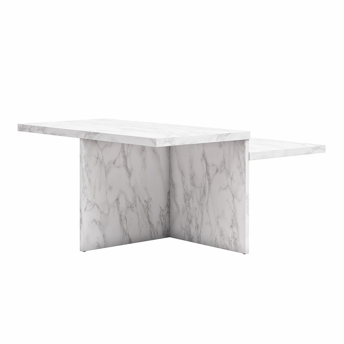 Brielle - 2 Tiered Coffee Table - White Marble