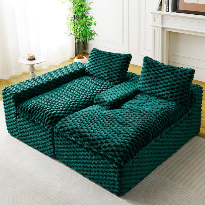 Modular Sofa, Convertible Twin Seat With Chaise Lounge