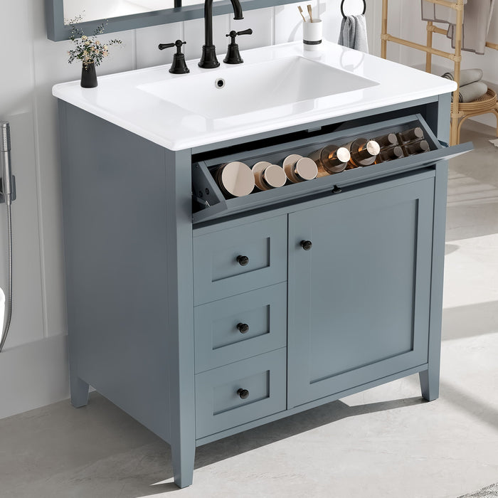 Modern Bathroom Vanity With Sink, 3 Drawers And Adjustable Shelf
