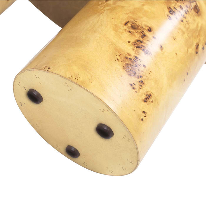 Nebula - Round Pillar Leg Coffee Table - Warm Natural Brown Burl