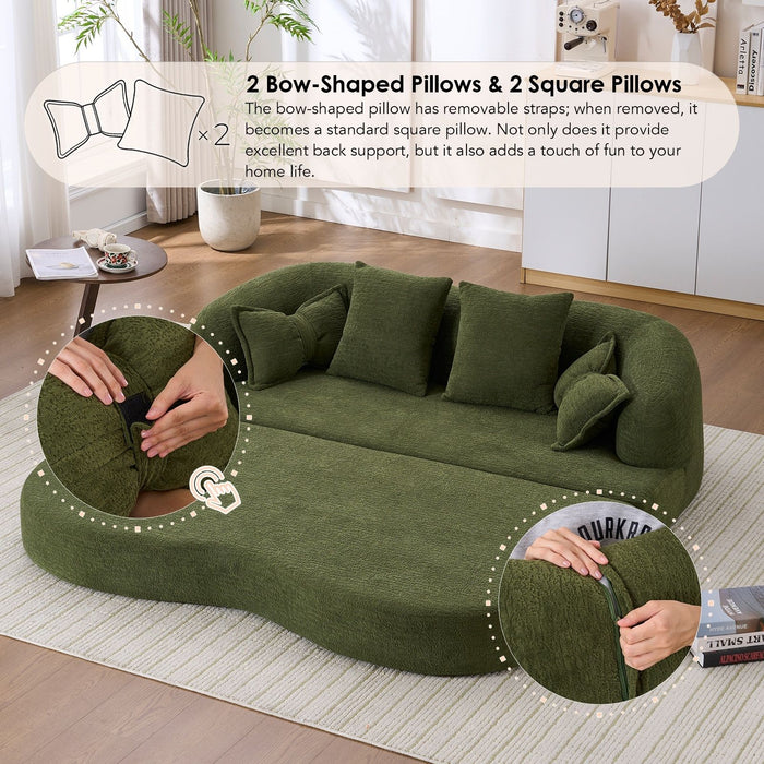 Foldable Sofa Bed, Boneless Couch Convertible Sleeper With 4 Pillows
