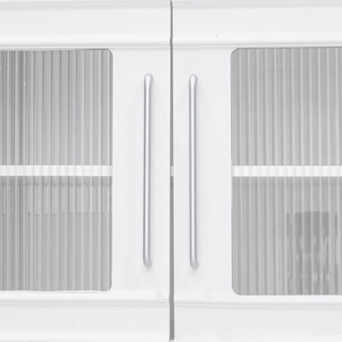 Wall Unit Entertainment Center With Glass Doors For TVs Up To 75" With Drawers For Living Room - White