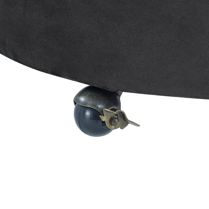 Modern Upholstered Swivel Chair With Button Tufted Design And Movable Wheels