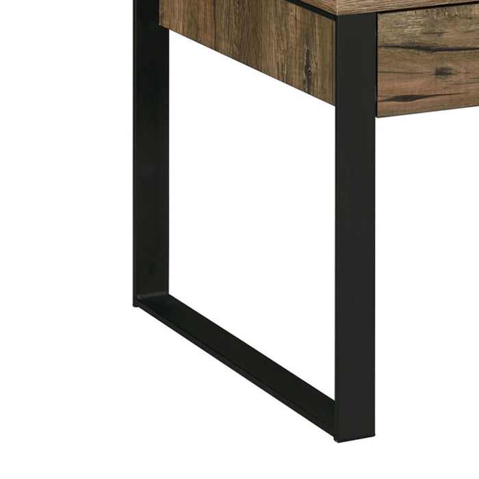 Aflo - End Table - Weathered Oak & Black