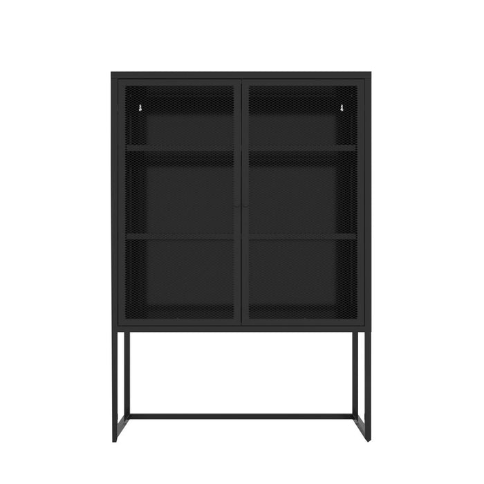 Storage Cabinet With 2 Mesh Doors - Black