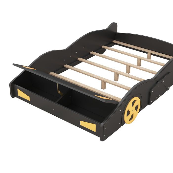 Race Car Shaped Platform Bed With Wheels And Storage