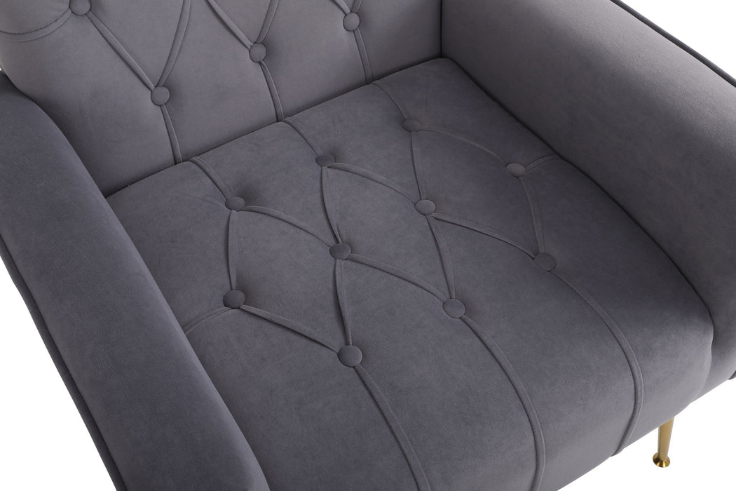 Modern Accent Chair With Ottoman, Comfy Armchair For Living Room