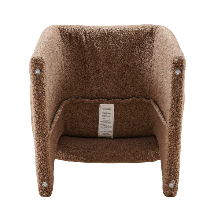 Modern Accent Chair Brown Single Sofa Chair, Upholstered Side Chair Teddy Comfy Chair For Dining Room / Bedroom / Living Room / Reception