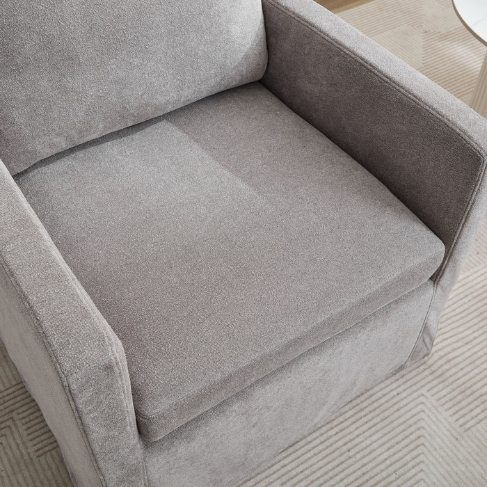 Upholstered Skirted Swivel Chair With Removable Back Cushion For Living Room