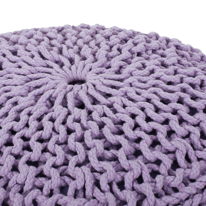 Bordeaux - Knitted Cotton Round Pouf Ottoman