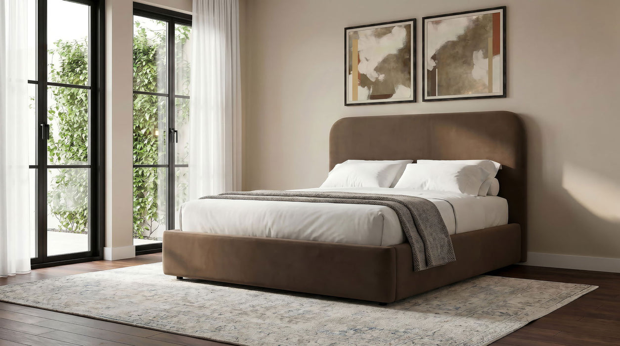Anders Upholstered Full Storage Lift Platform Bed Chocolate