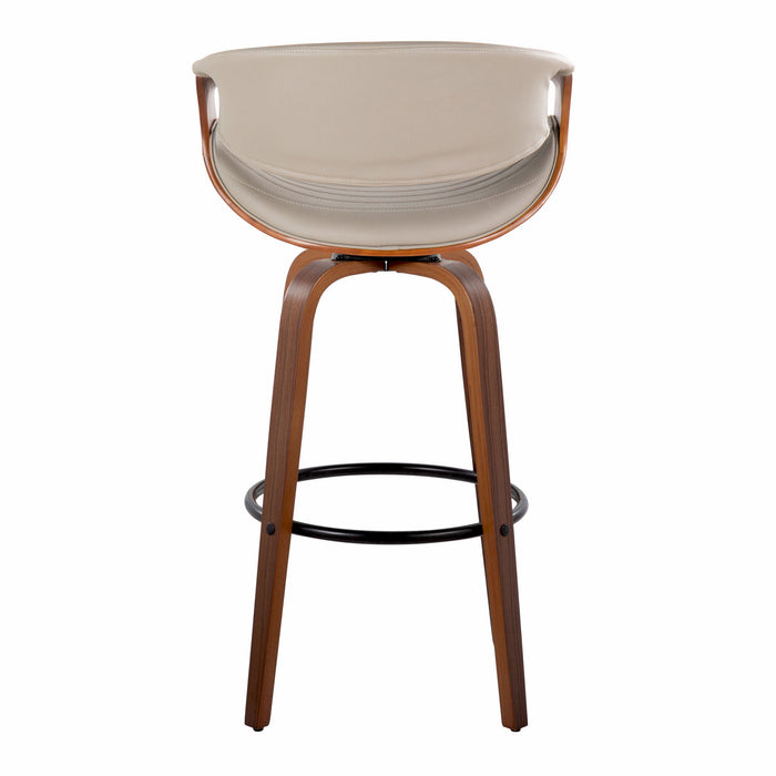 Symphony - Mid Century Modern Fixed Height Barstool With Swivel With Round Footrest (Set of 2)