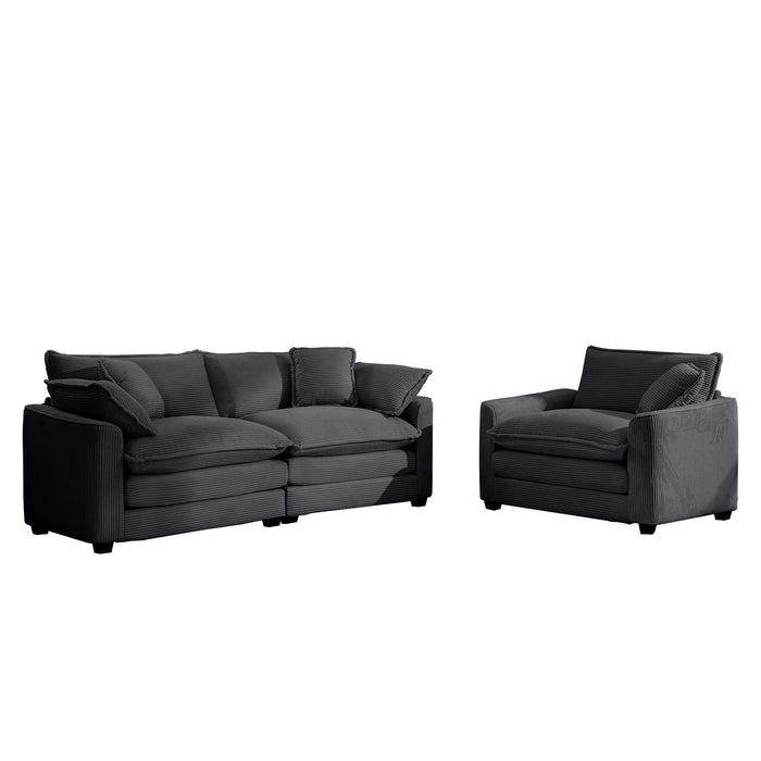 Elegant Corduroy Oversized Sectional Sofa Set With Deep Seats And Flexible Layout