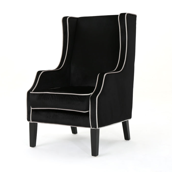 Elegant Velvet Club Chair With Tonal Piping
