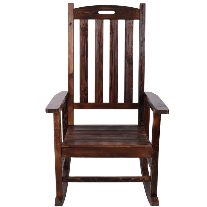 Oversized Porch Rocker Chair With Wide Seat And Tall Backrest