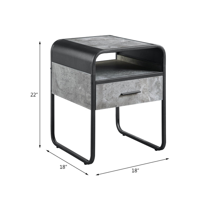 Raziela - End Table With Drawer - Black / Gray