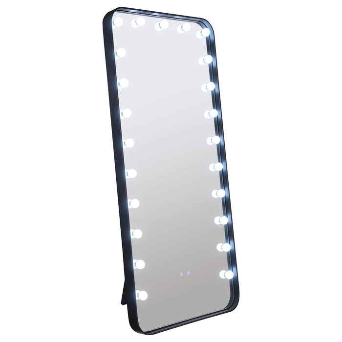 Villancourt - LED Standing Mirror With Speakers - Black