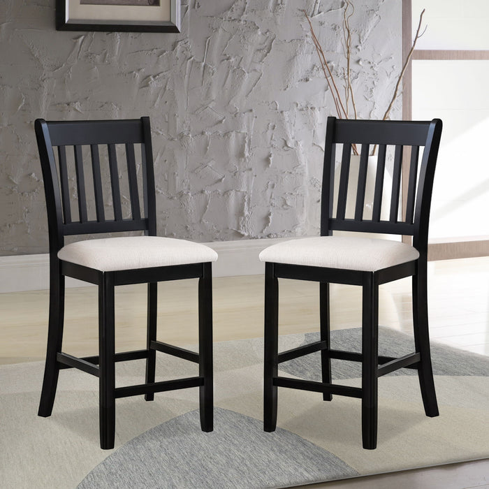 Transitional Rubberwood Dining Room Chairs (Set of 2) With Slatted Back - Black