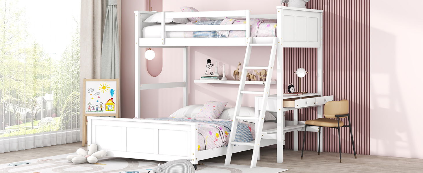 Full Over Full Bunk Bed With Desk