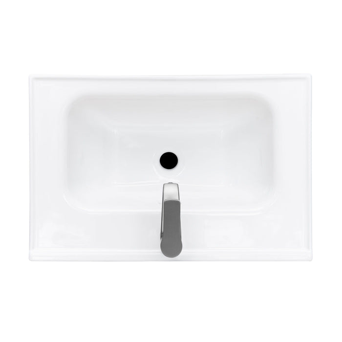 Modern Freestanding Bathroom Vanity With Ceramic Sink, Hot And Cold Faucet, Storage Cabinet & Open Shelf