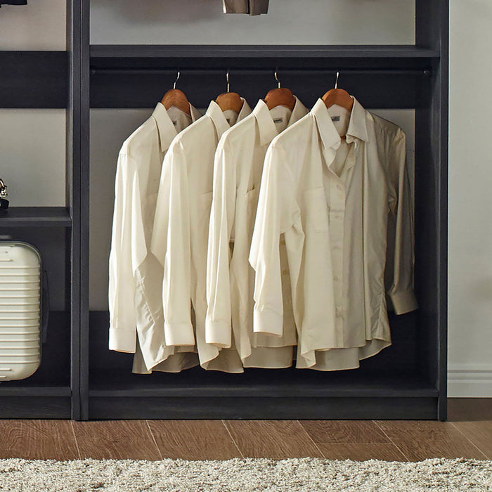 Monica - Wood Walk In Closet System With Spacious Storage In Wood And Metal Frame - Gray