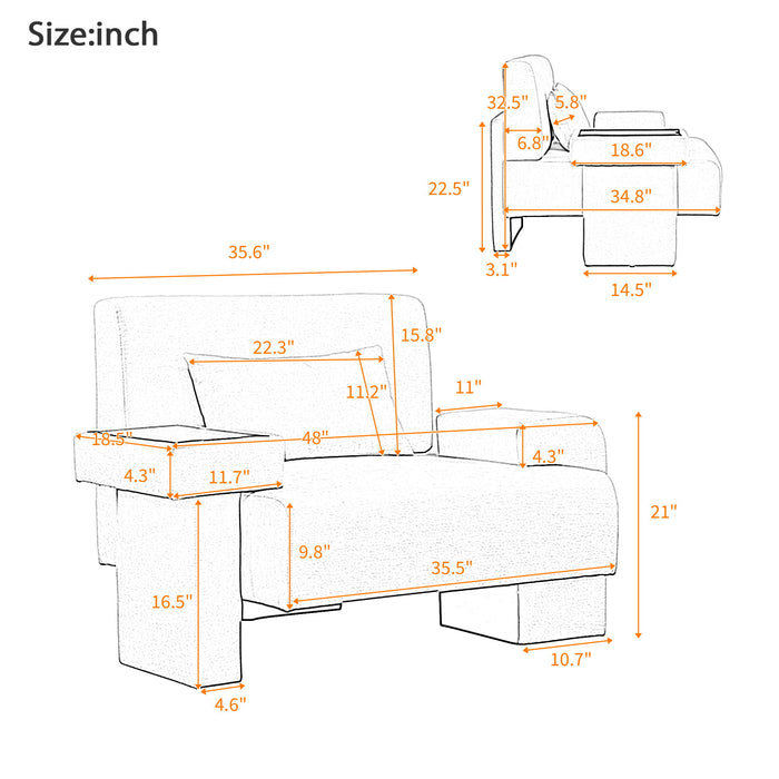 Modern Oversized Armchair With Soft Cushion For Living Room