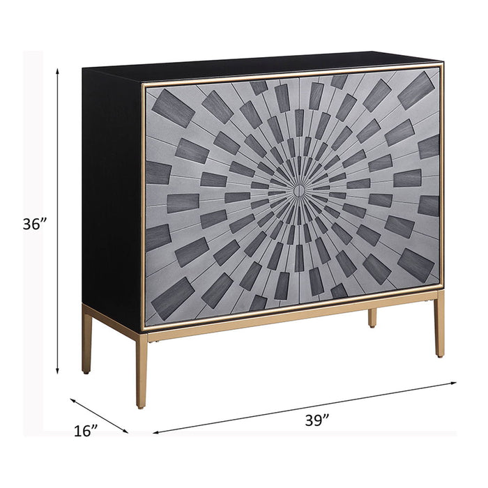 Quilla - Console Cabinet - Black, Gray & Brass