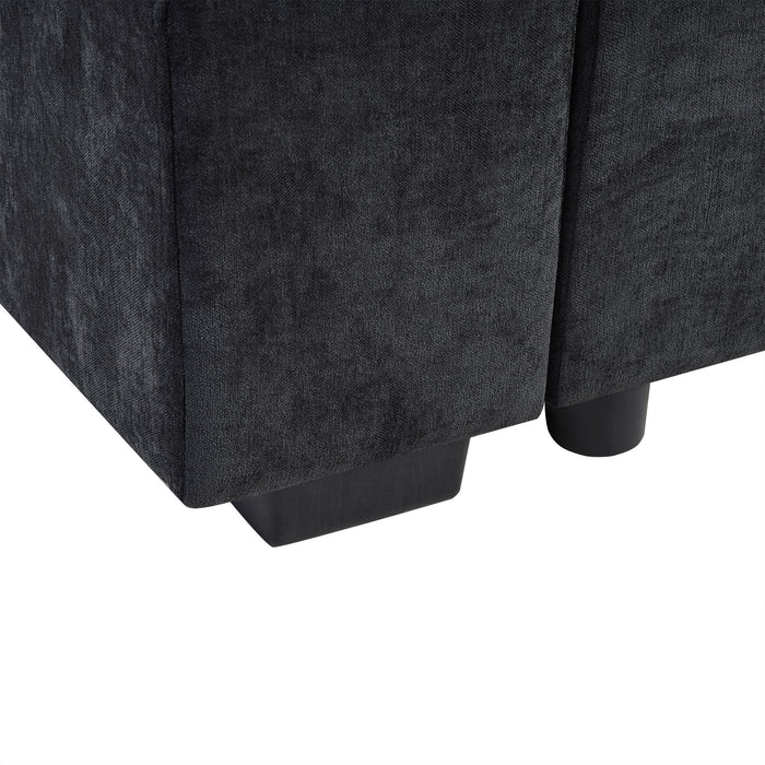 Modern L Shaped Sectional Sofa With Chenille Upholstery And Wooden Storage