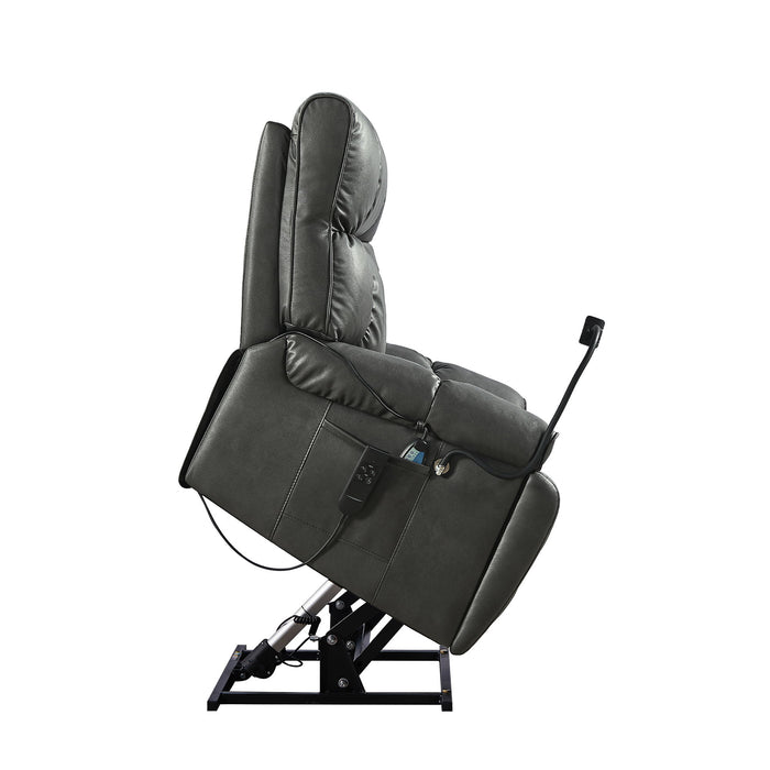 Recliner Chair With Phone Holder, Electric Power Li Feet Recliner Chair With 2 Motors Massage And Heat For Elderly, 3 Positions, 2 Side Pockets, Cup Holders - Gray